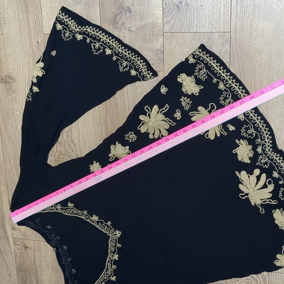 Free People Sky Fall Embroidered black mini Dress  / tunic  size M - Picture 8 of 10